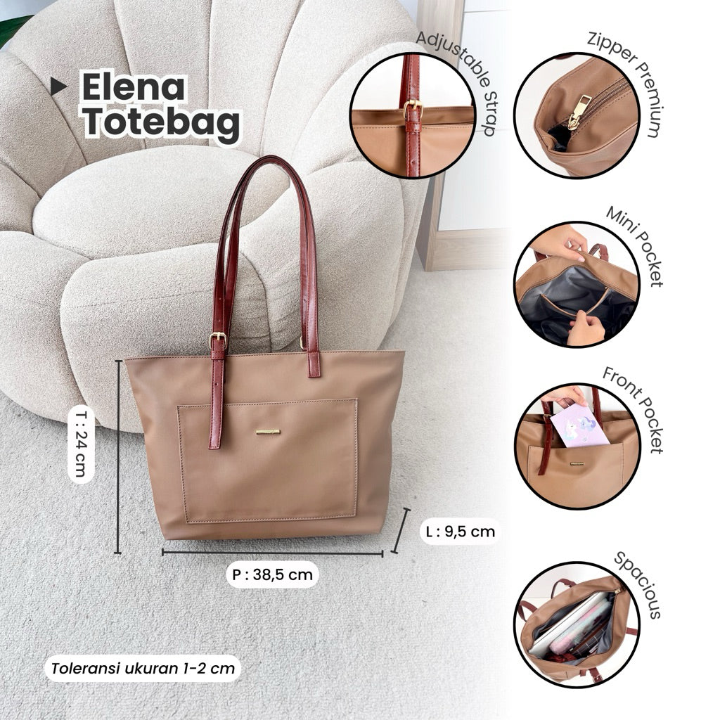 Tweelyforbag Elena Totebag (Laptop 11inch) Tas Wanita Semi Pu Leather
